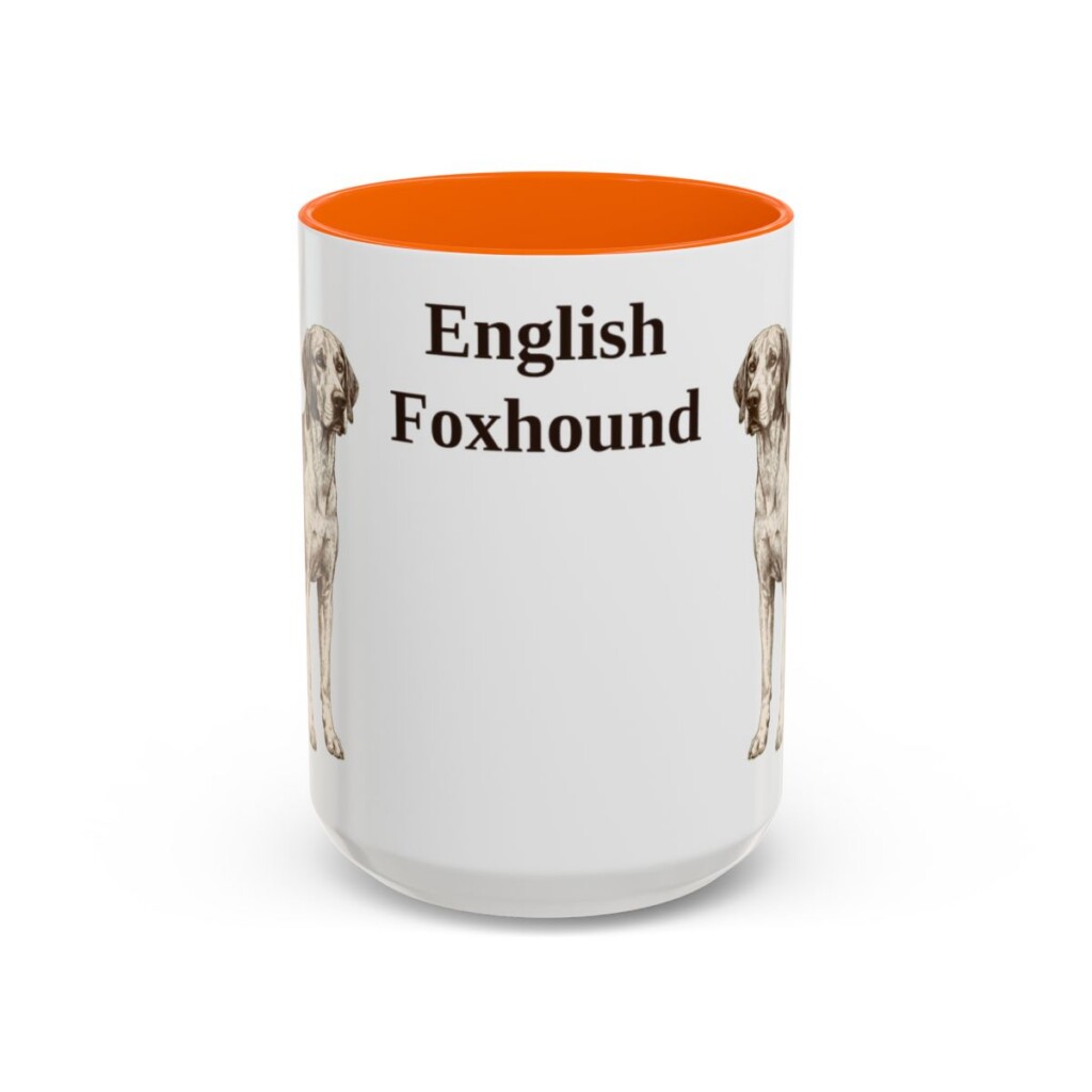 15oz English Foxhound Mug, Orange, front view