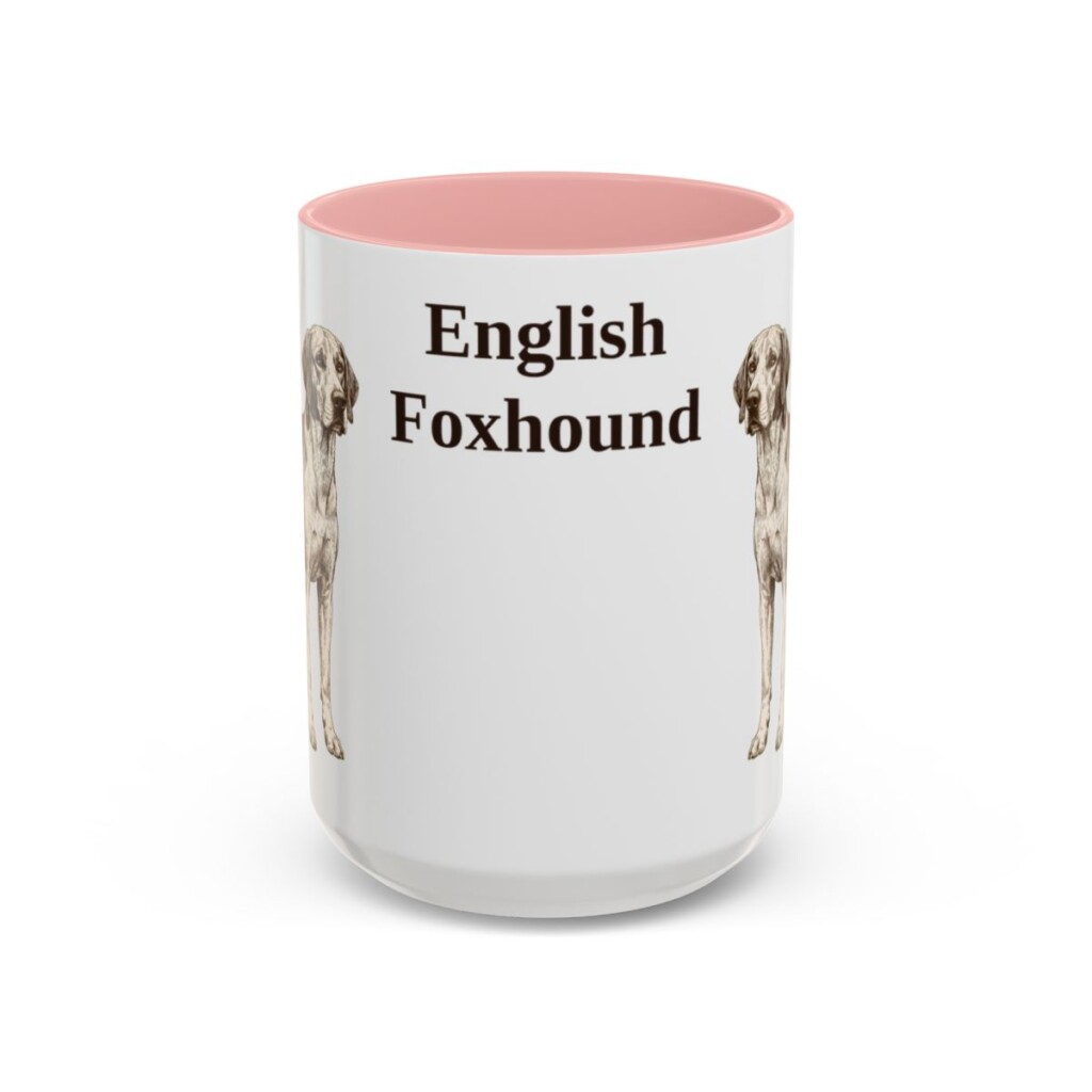 15oz English Foxhound Mug, Pink, front view