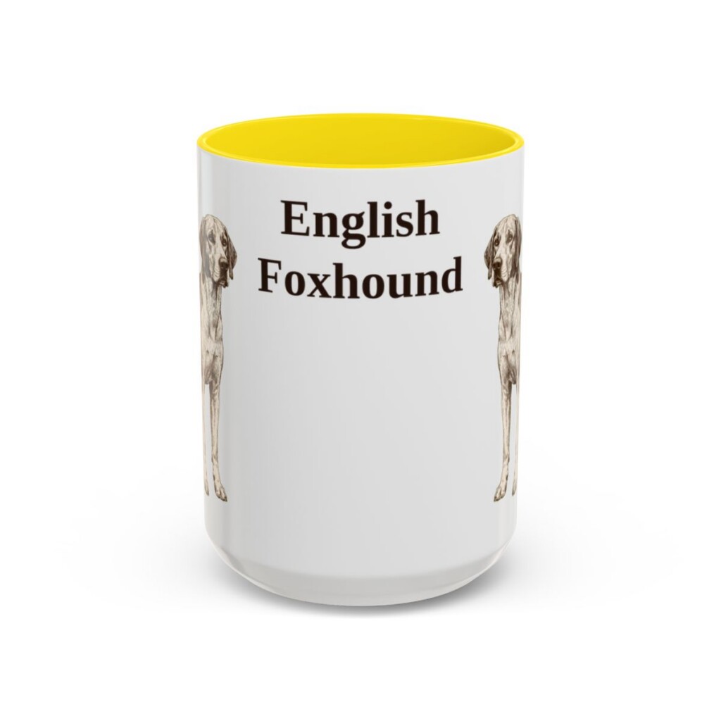 15oz English Foxhound Mug, Yellow, front view