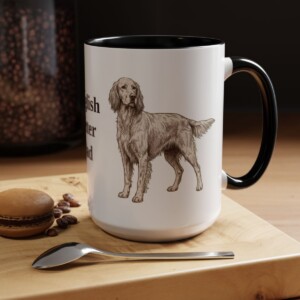 15oz English Setter Dog Dad Mug, Black, lifestyle photo