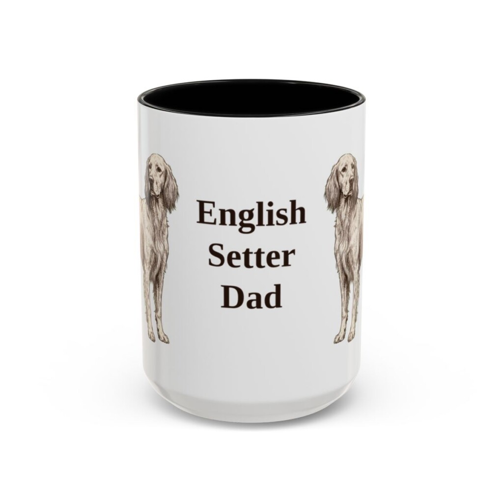 15oz-english-setter-mug-dad-black-front 15oz English Setter Dog Dad Mug, Black, front view