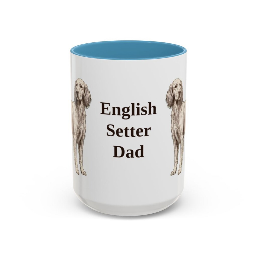 15oz-english-setter-mug-dad-light-blue 15oz English Setter Dog Dad Mug, Light Blue, front view
