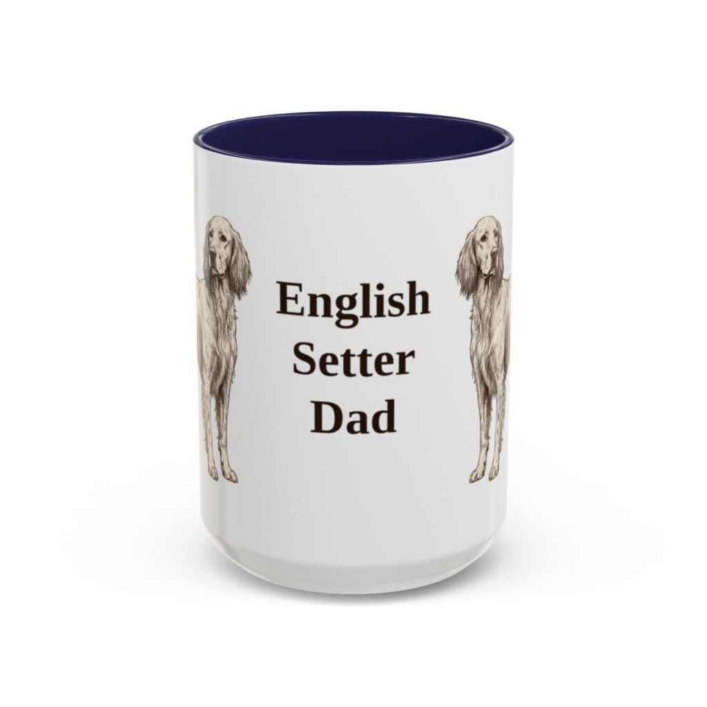 15oz-english-setter-mug-dad-navy 15oz English Setter Dog Dad Mug, Navy, front view