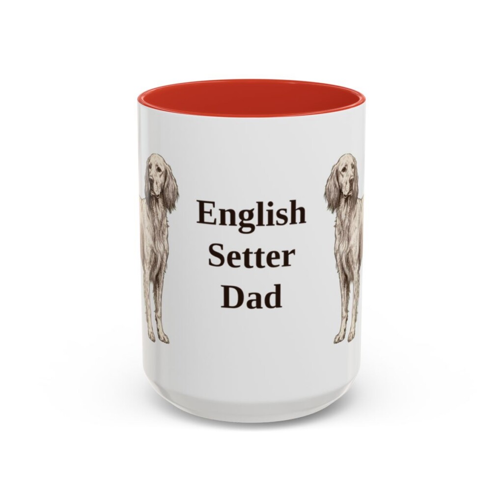 15oz-english-setter-mug-dad-red 15oz English Setter Dog Dad Mug, Red, front view