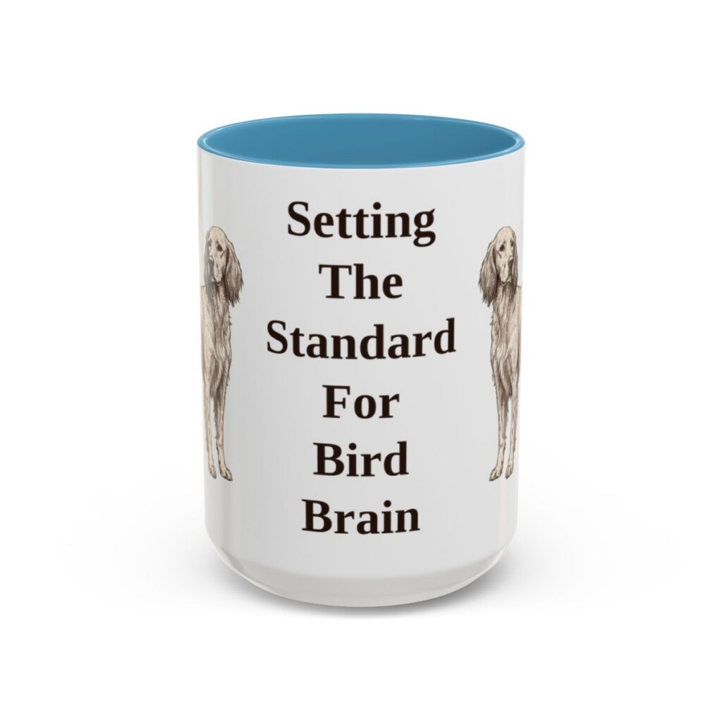 15oz Funny English Setter Mug, Light Blue, front view