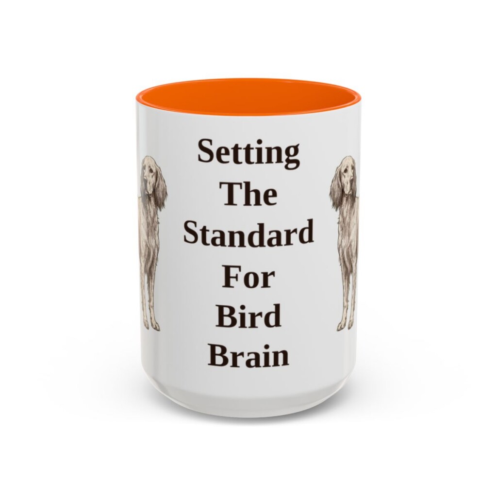 15oz Funny English Setter Mug, Orange, front view