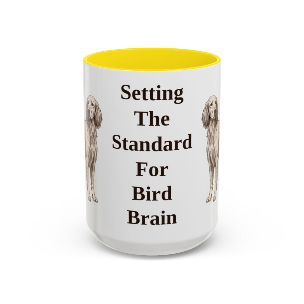 15oz Funny English Setter Mug, Yellow, front view