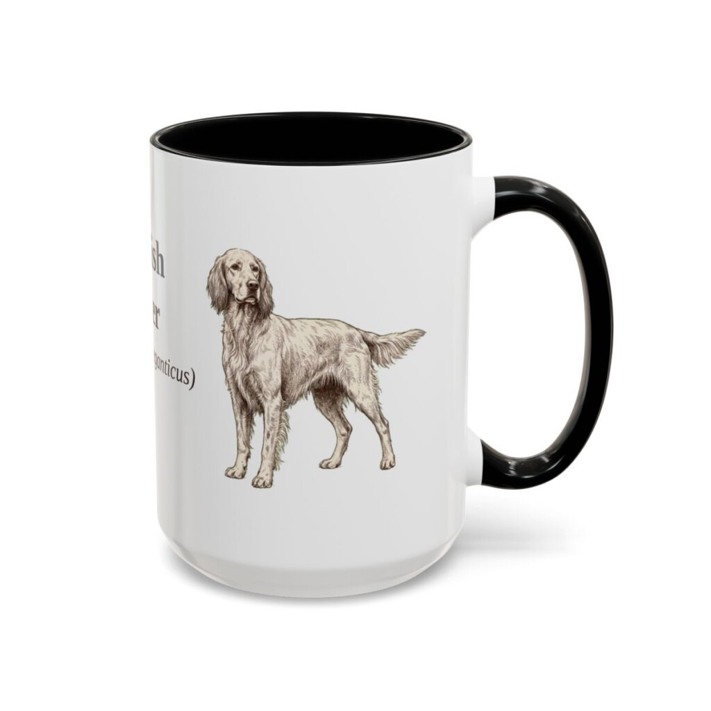 15oz English Setter Latin Mug, Black, right side view