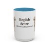 15oz English Setter Latin Mug, Light Blue, front view