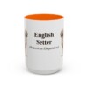 15oz English Setter Latin Mug, Orange, front view