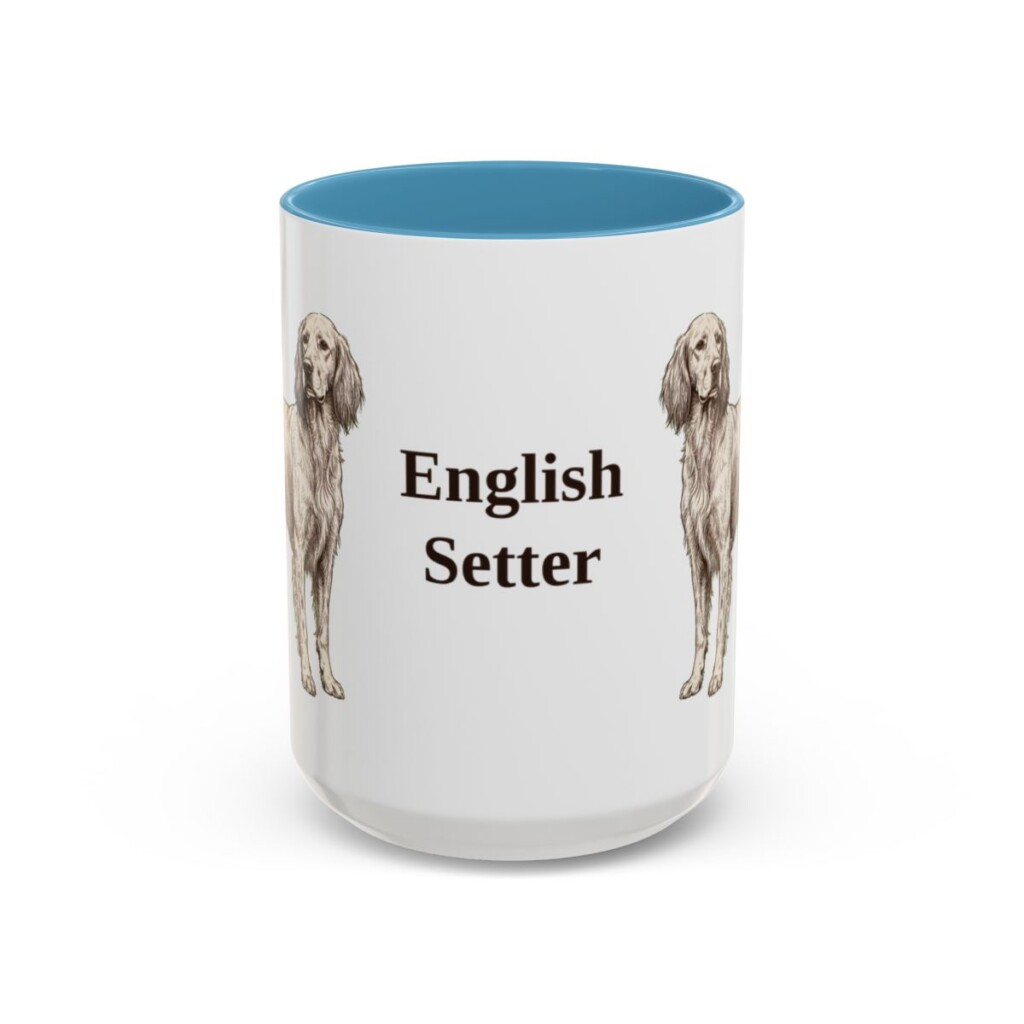 15oz English Setter Mug, Light Blue, front view