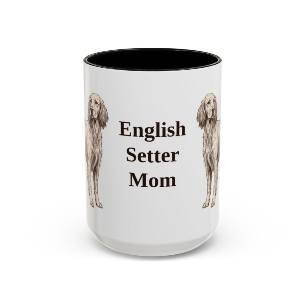 15oz English Setter Dog Mom Mug, Black, front view