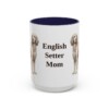 15oz English Setter Dog Mom Mug, Navy, front view