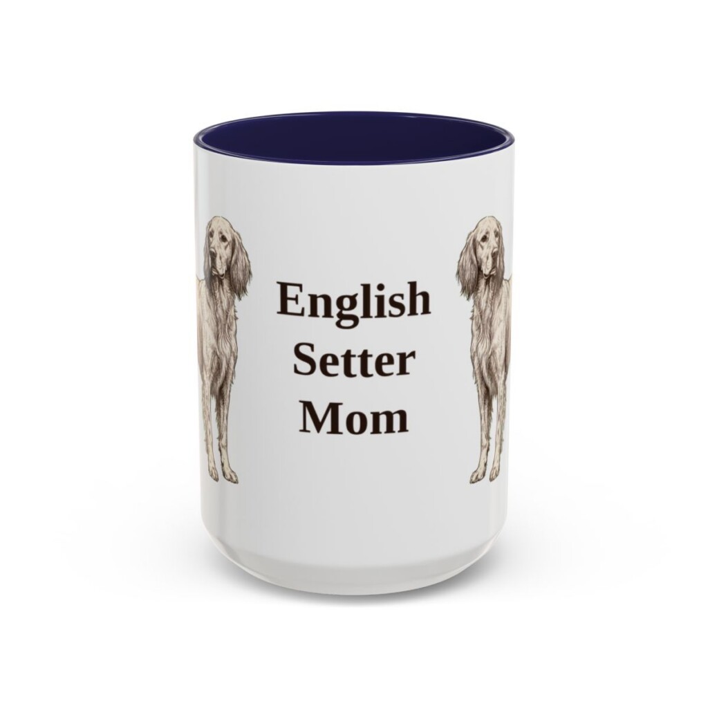 15oz English Setter Dog Mom Mug, Navy, front view