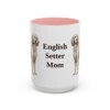 15oz English Setter Dog Mom Mug, Pink, front view