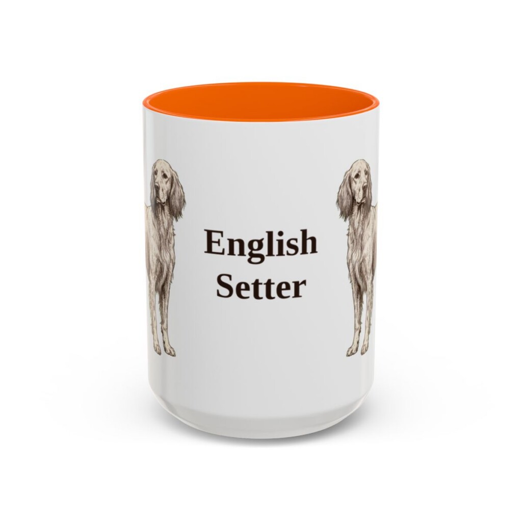 15oz English Setter Mug, Orange, front view