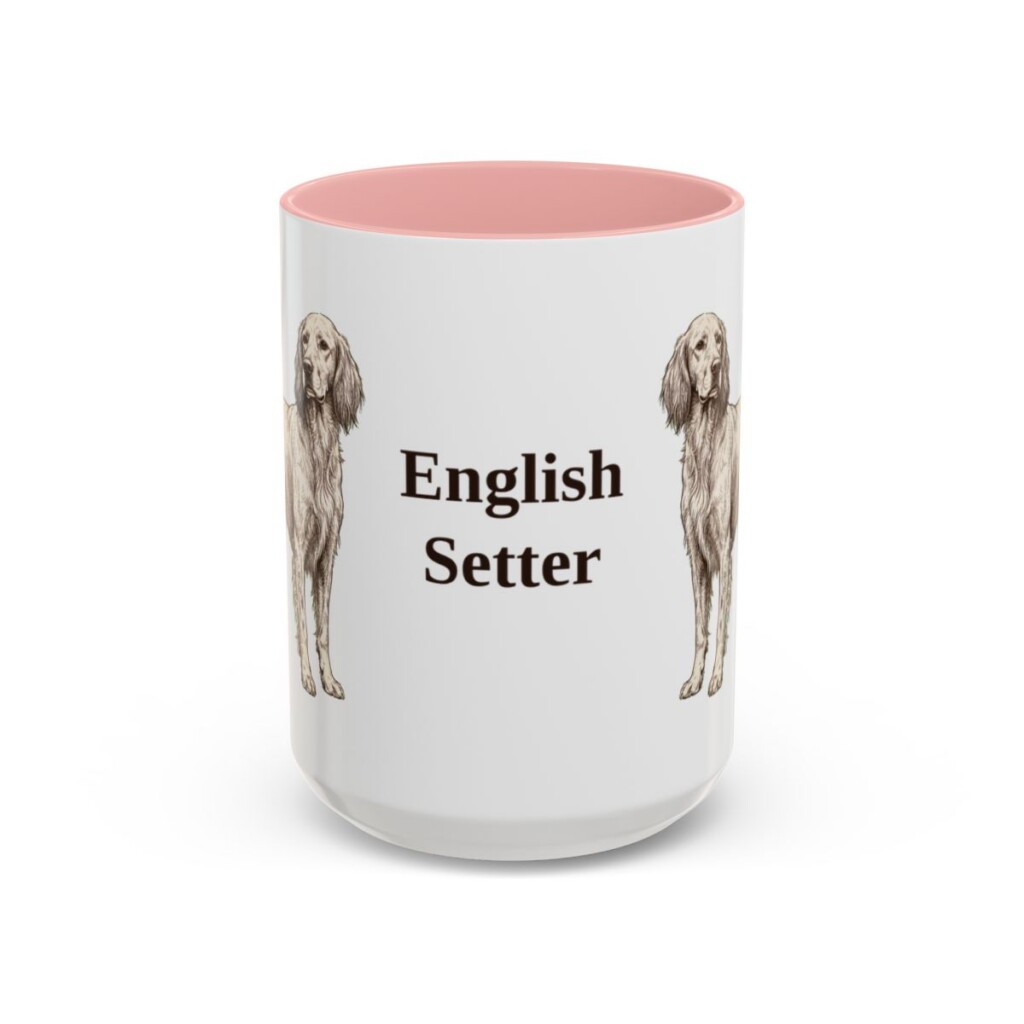 15oz English Setter Mug, Pink, front view