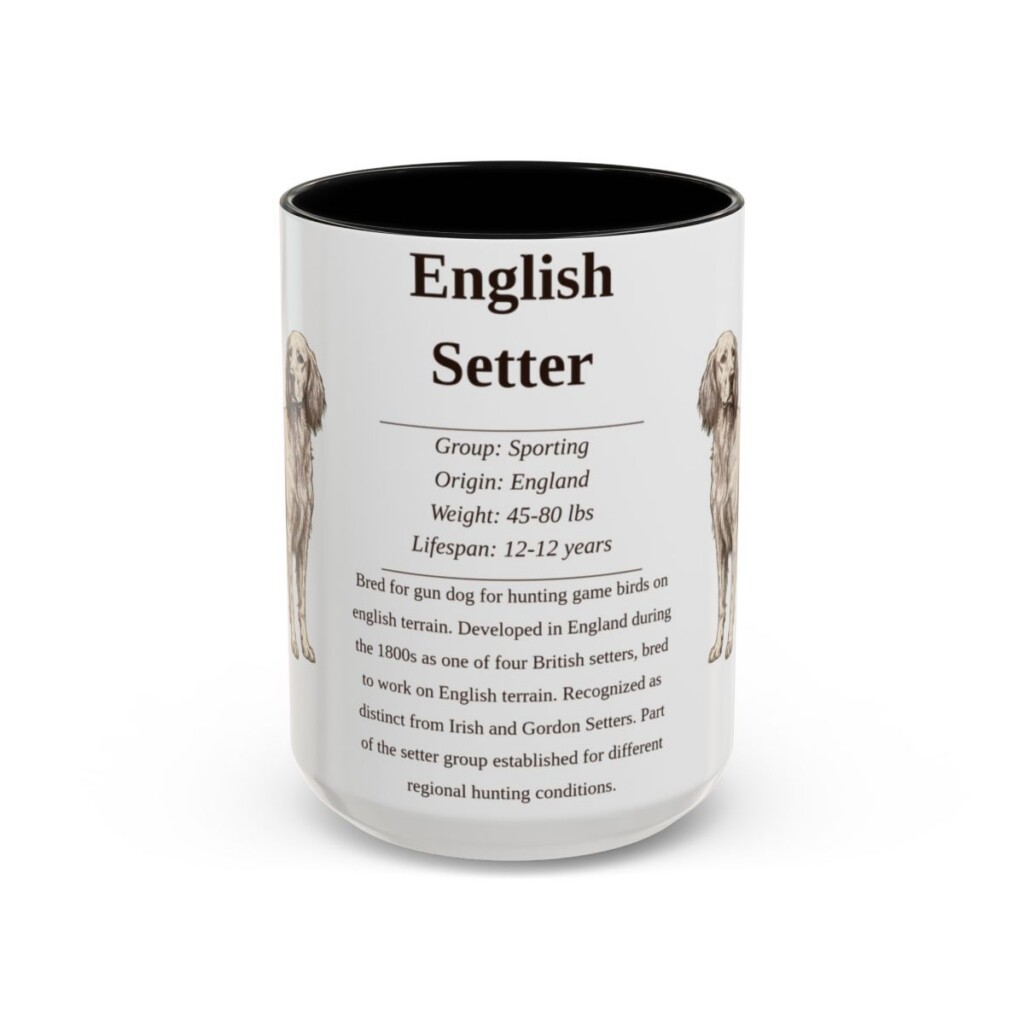 15oz English Setter Mug, Black, front view