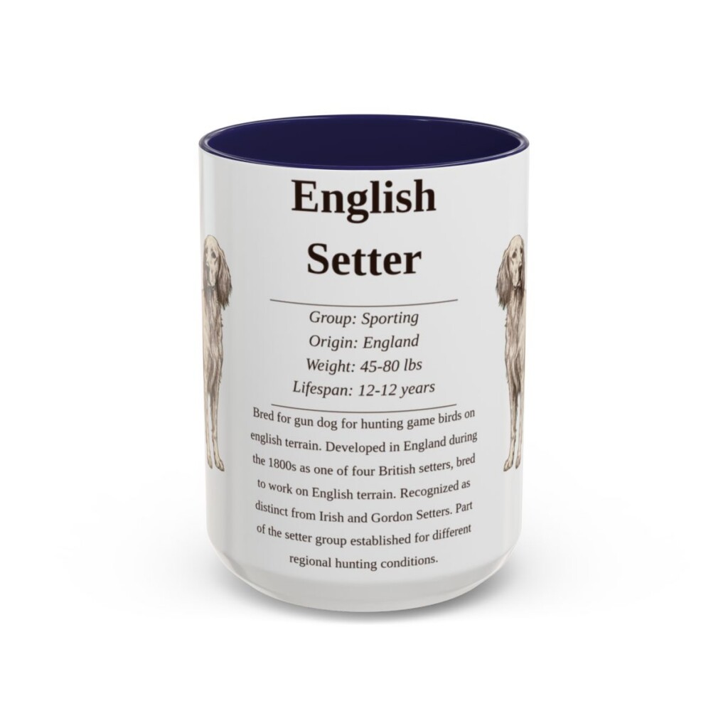 15oz English Setter Mug, Navy, front view
