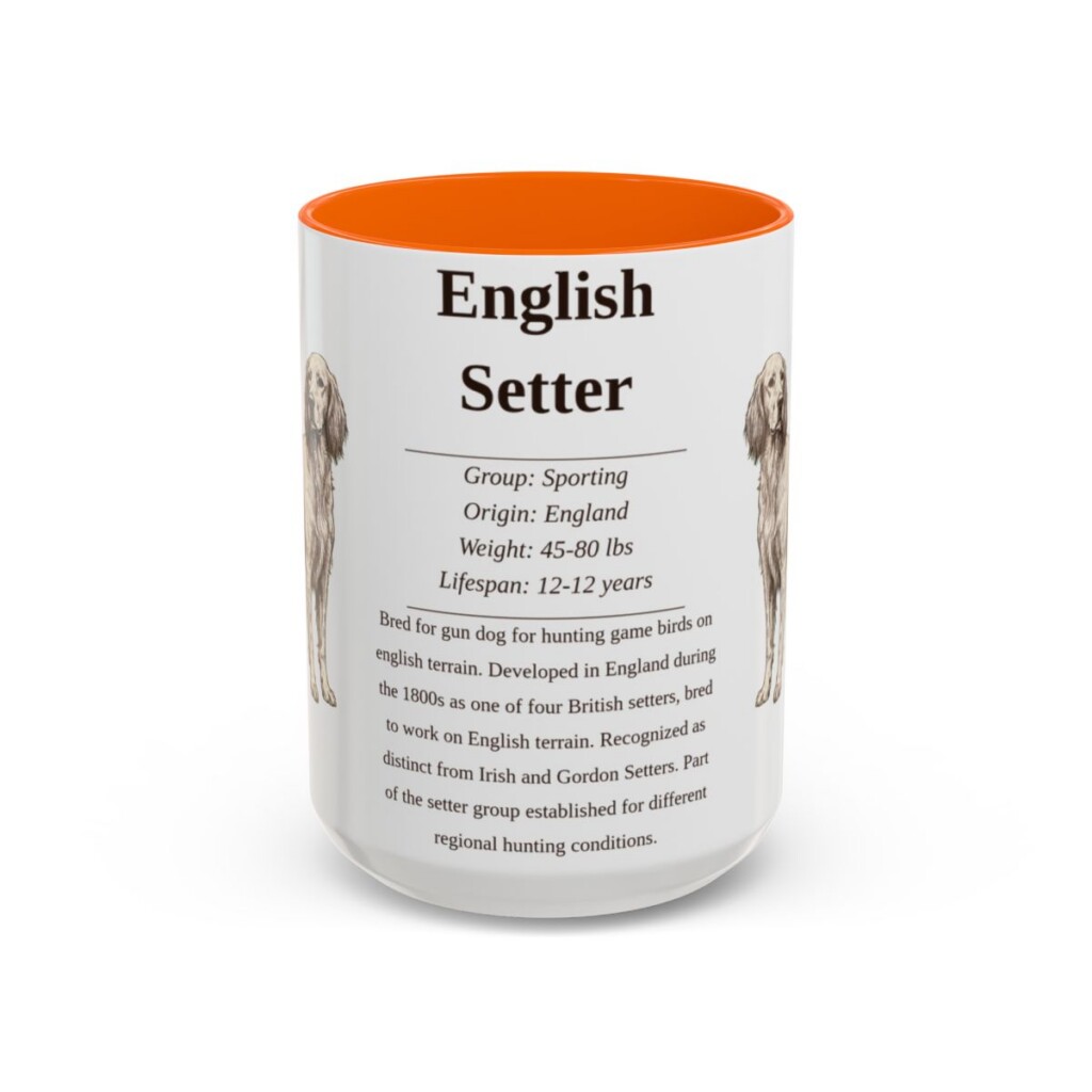15oz English Setter Mug, Orange, front view