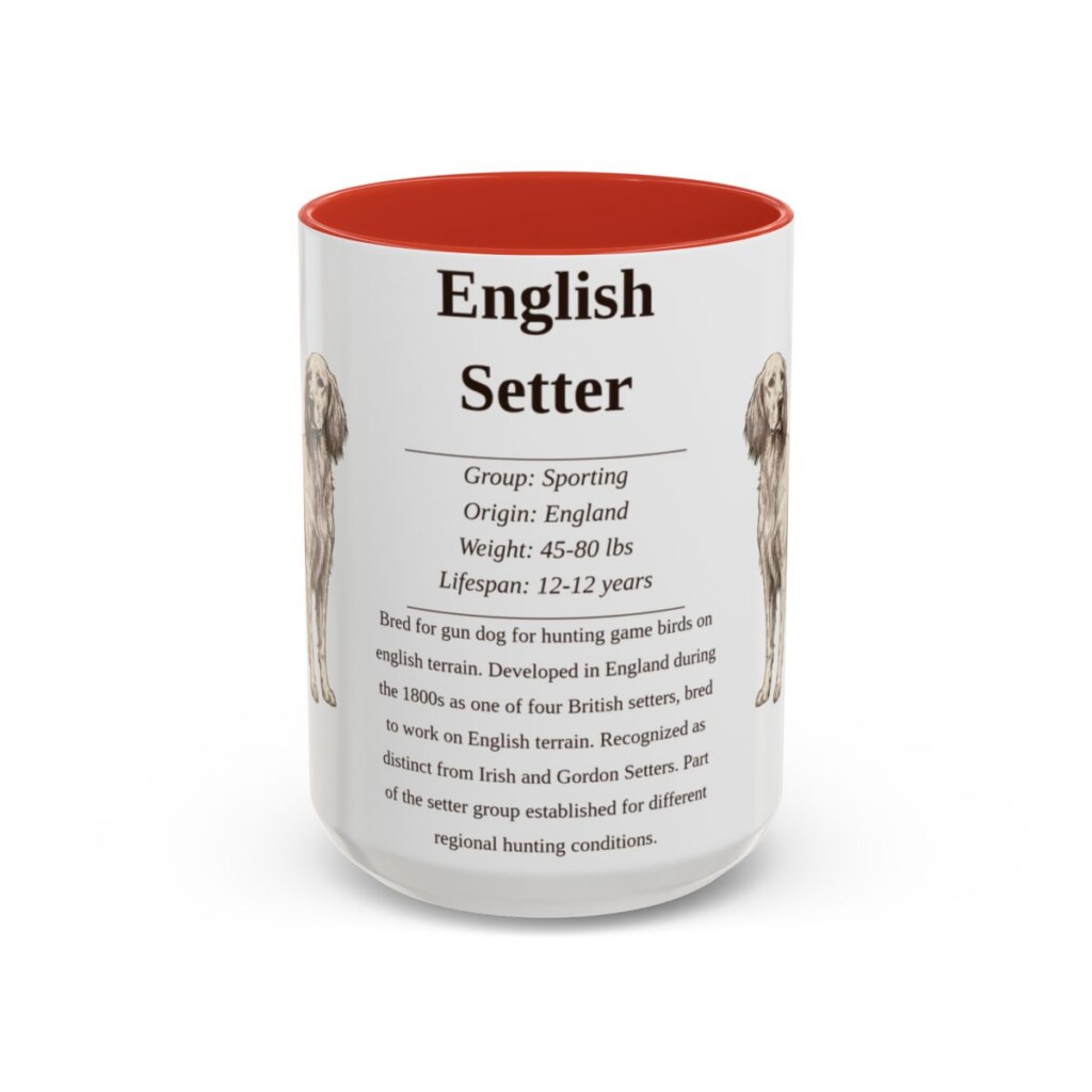 15oz English Setter Mug, Red, front view