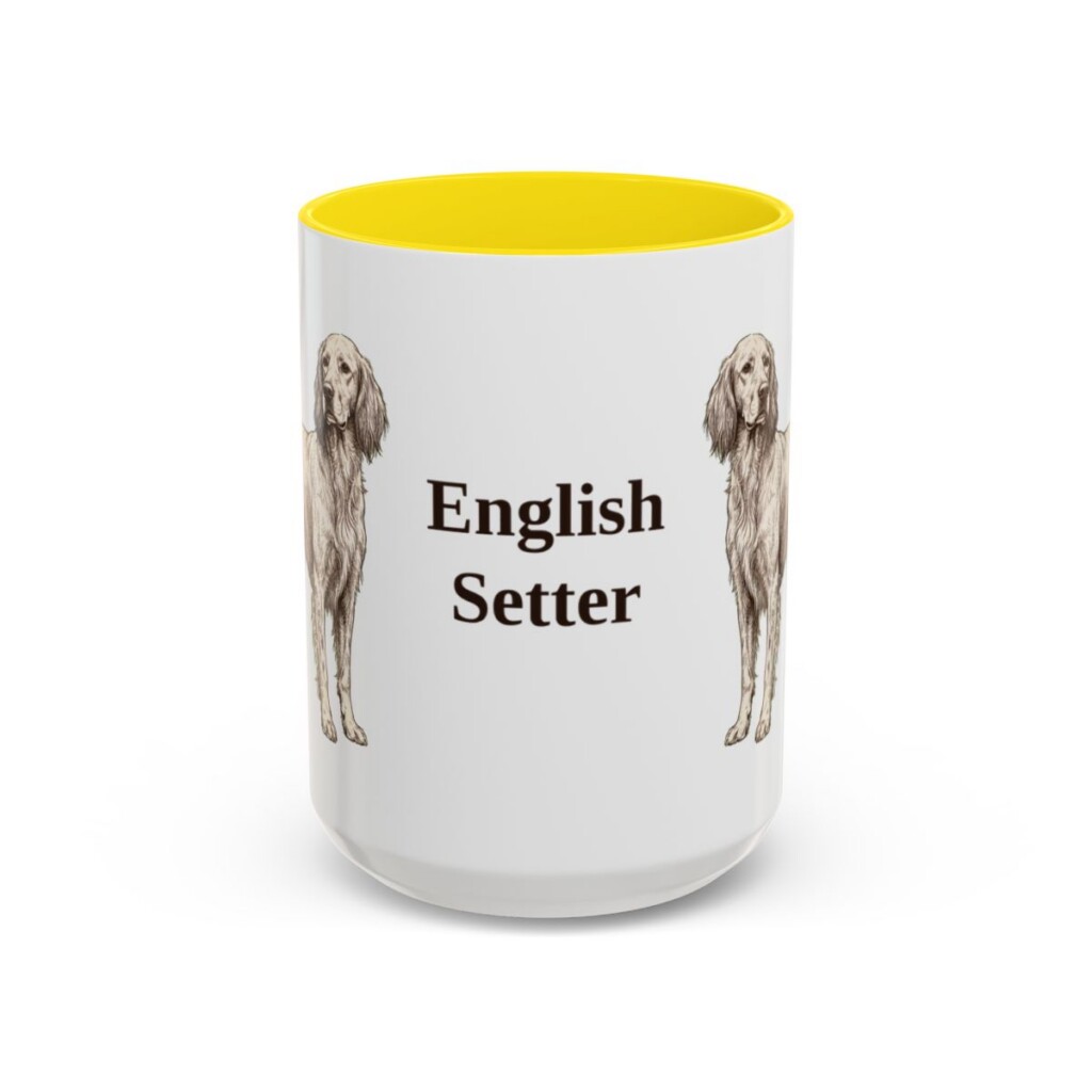 15oz English Setter Mug, Yellow, front view
