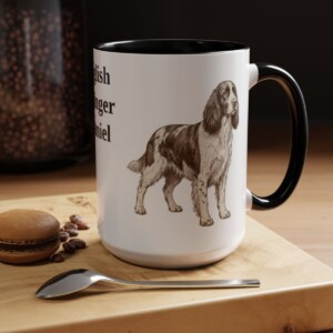 15oz English Springer Spaniel Mug, Black, lifestyle photo