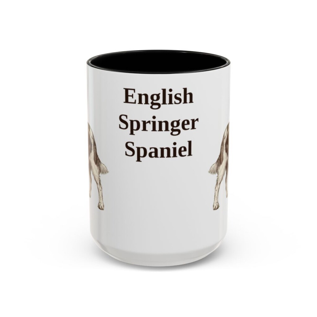 15oz English Springer Spaniel Mug, Black, front view