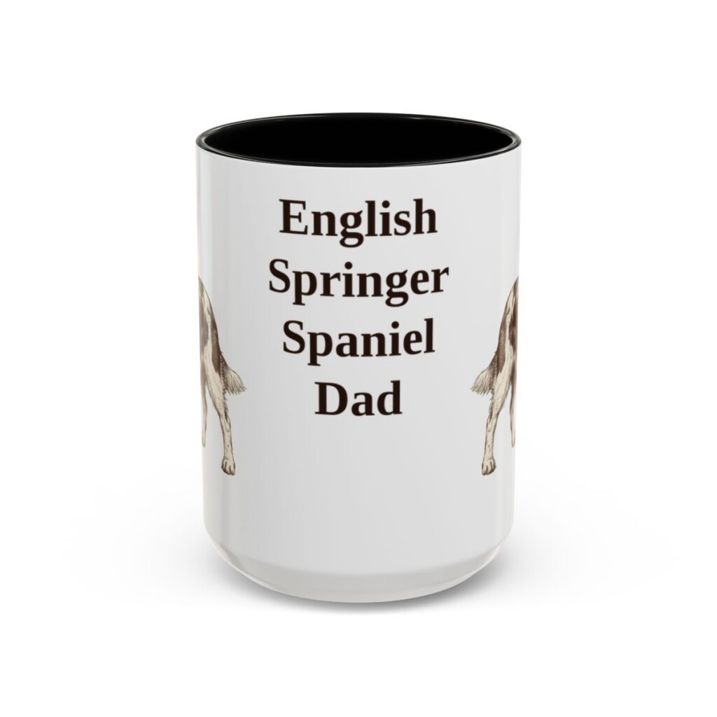 15oz English Springer Spaniel Dog Dad Mug, Black, front view