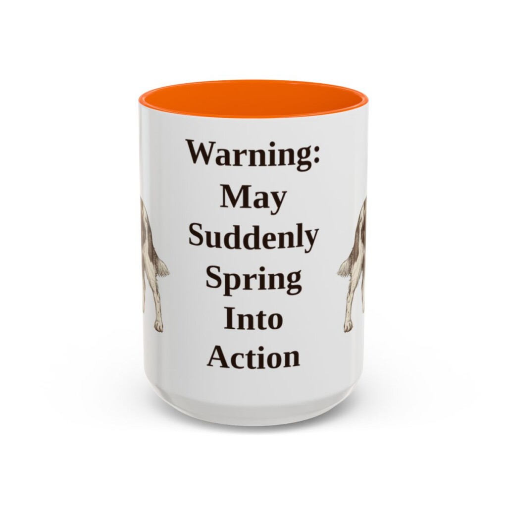 15oz-english-springer-spaniel-mug-humor-orange 15oz Funny English Springer Spaniel Mug, Orange, front view