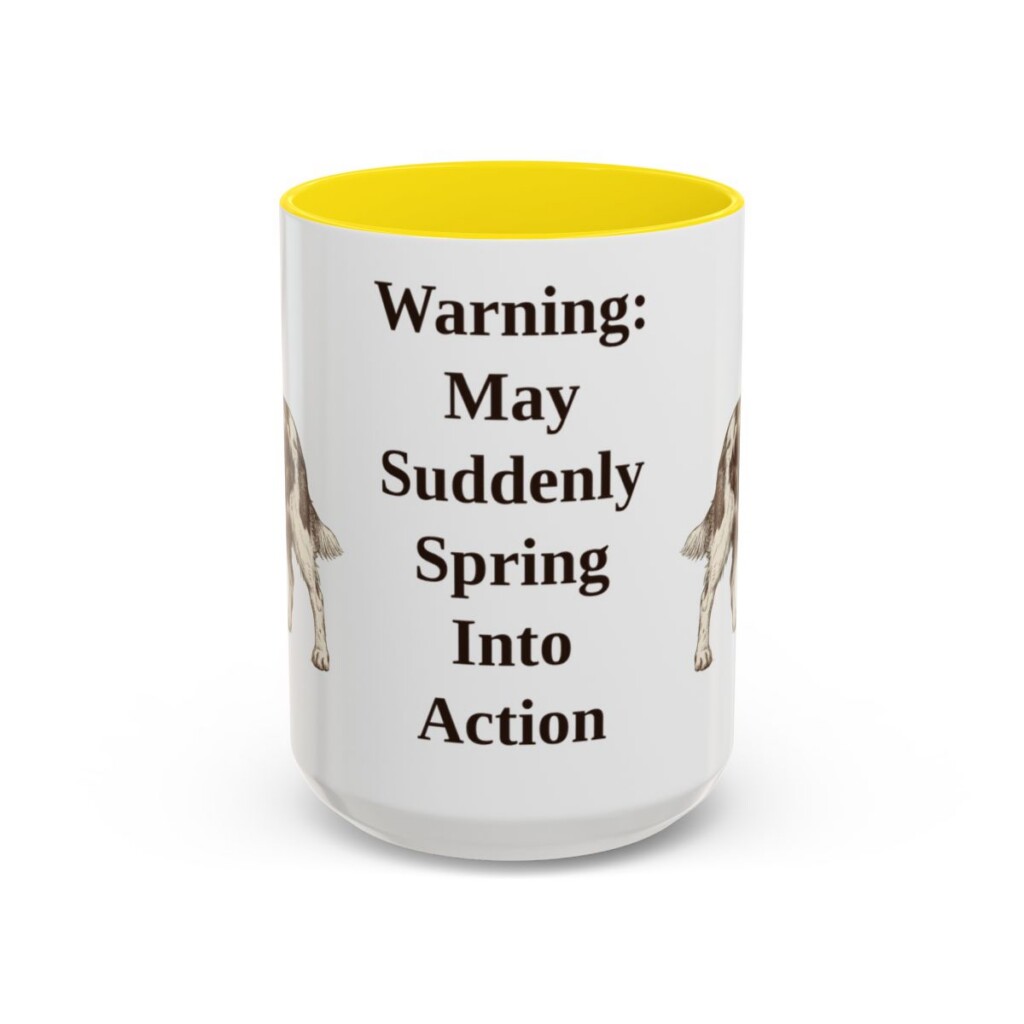 15oz-english-springer-spaniel-mug-humor-yellow 15oz Funny English Springer Spaniel Mug, Yellow, front view