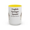15oz English Springer Spaniel Latin Mug, Yellow, front view