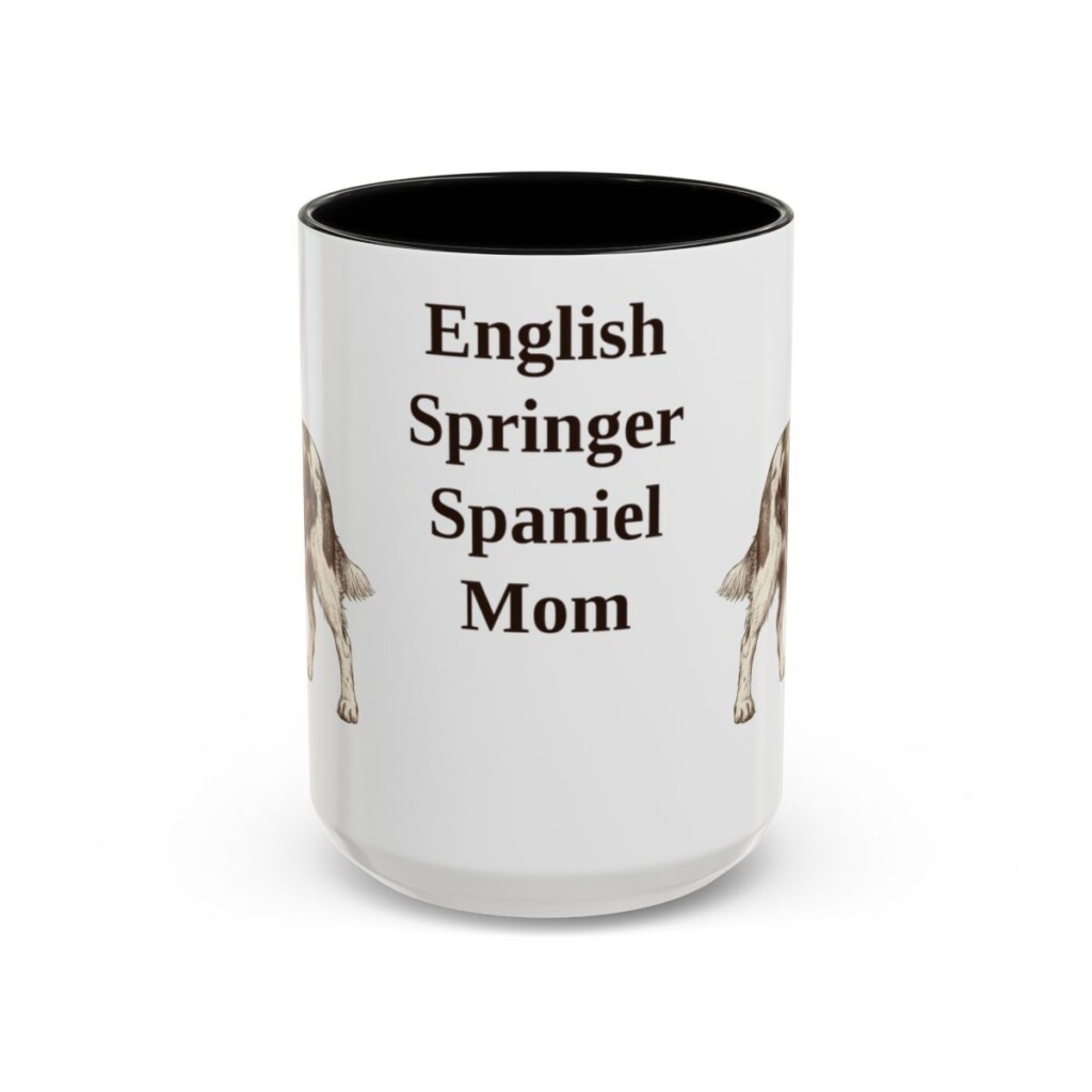 15oz English Springer Spaniel Dog Mom Mug, Black, front view