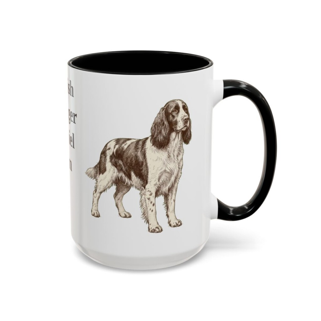15oz English Springer Spaniel Dog Mom Mug, Black, right side view