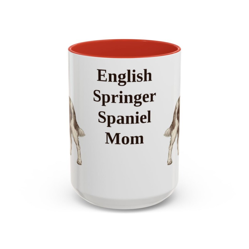 15oz English Springer Spaniel Dog Mom Mug, Red, front view