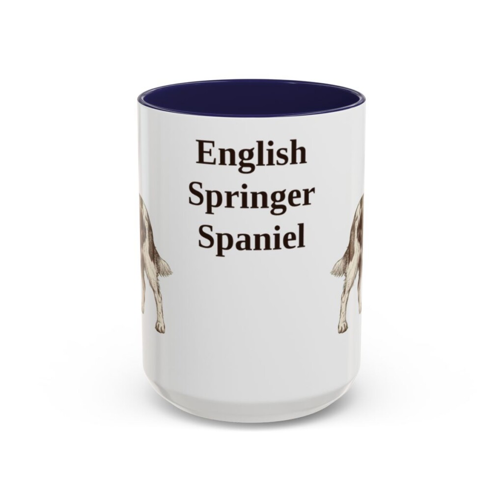 15oz English Springer Spaniel Mug, Navy, front view