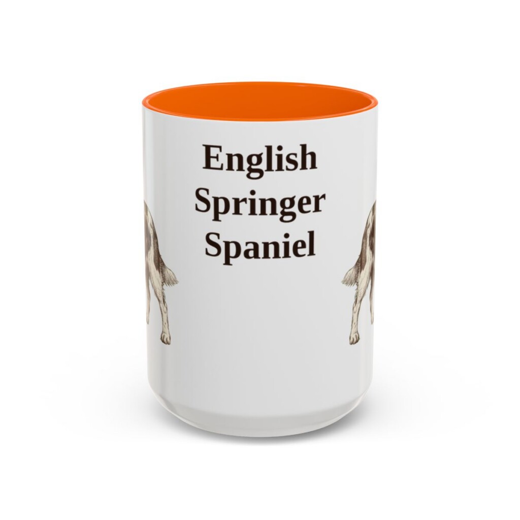 15oz English Springer Spaniel Mug, Orange, front view