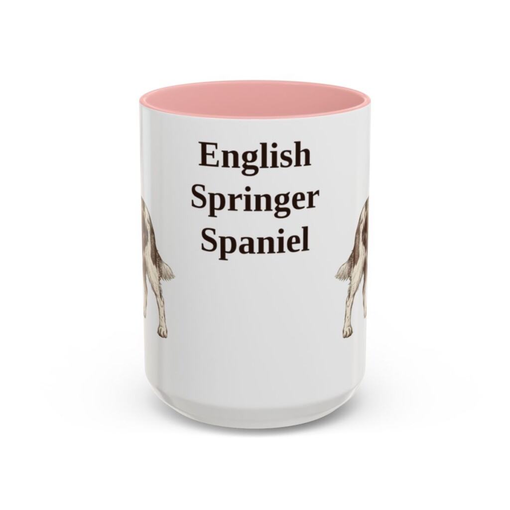 15oz English Springer Spaniel Mug, Pink, front view