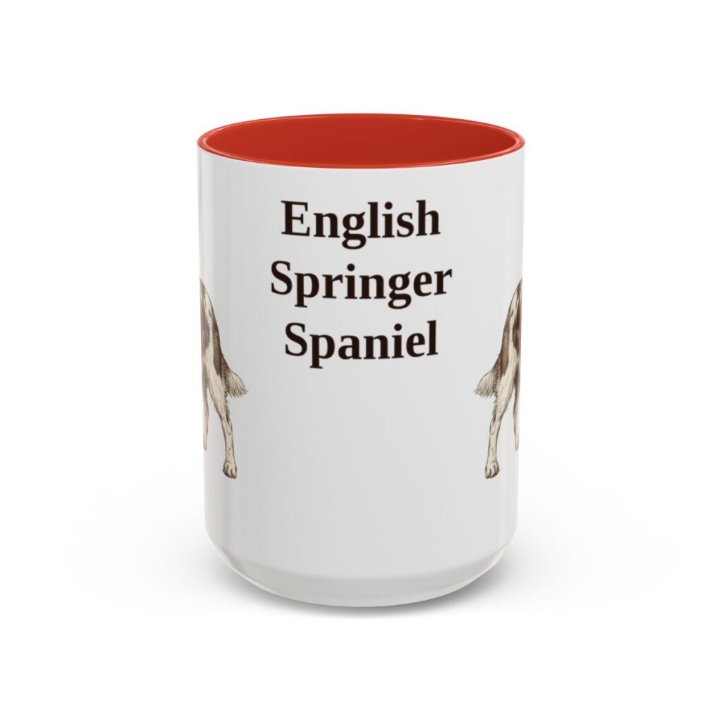 15oz English Springer Spaniel Mug, Red, front view