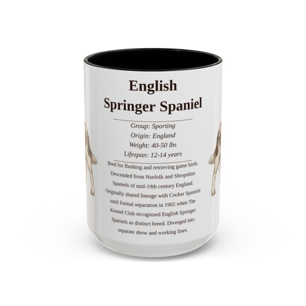 15oz English Springer Spaniel Mug, Black, front view