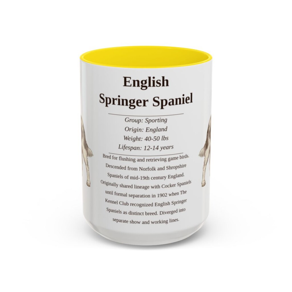 15oz English Springer Spaniel Mug, Yellow, front view