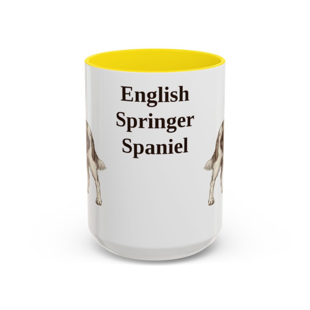 15oz English Springer Spaniel Mug, Yellow, front view