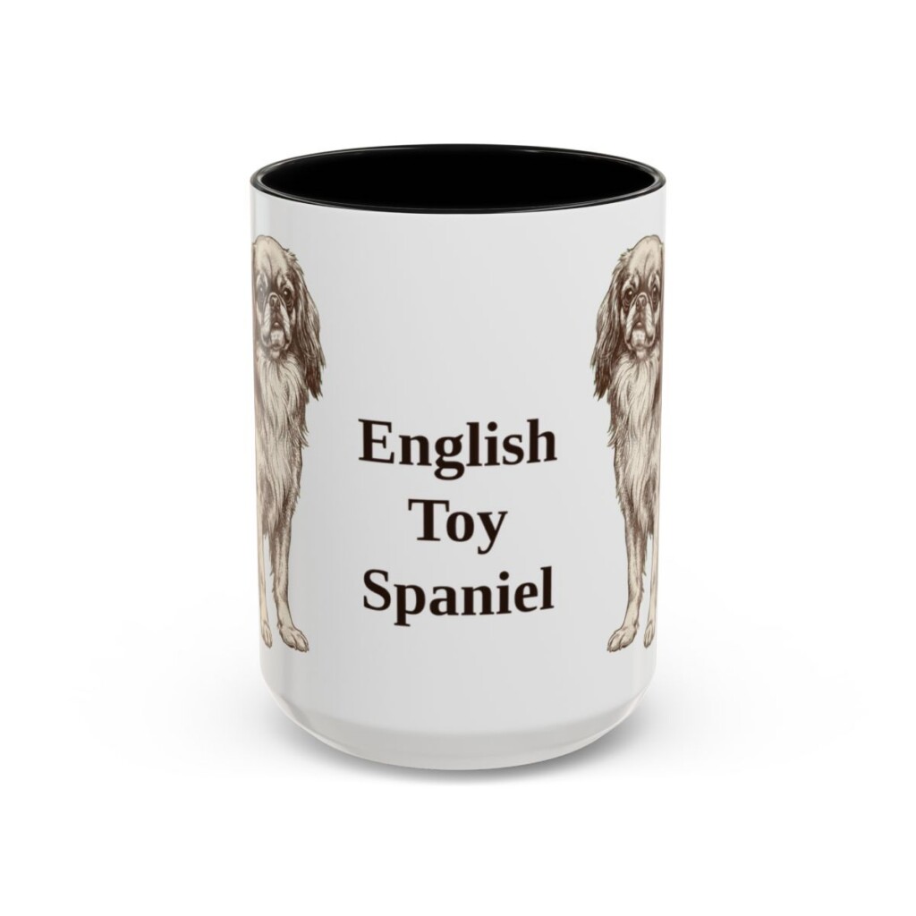 15oz English Toy Spaniel Mug, Black, front view