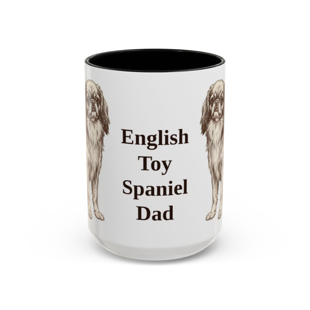 15oz English Toy Spaniel Dog Dad Mug, Black, front view