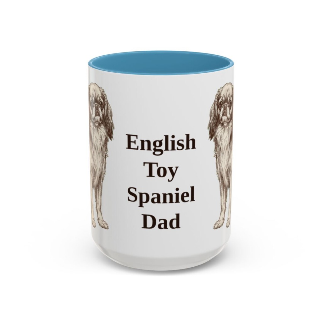 15oz English Toy Spaniel Dog Dad Mug, Light Blue, front view
