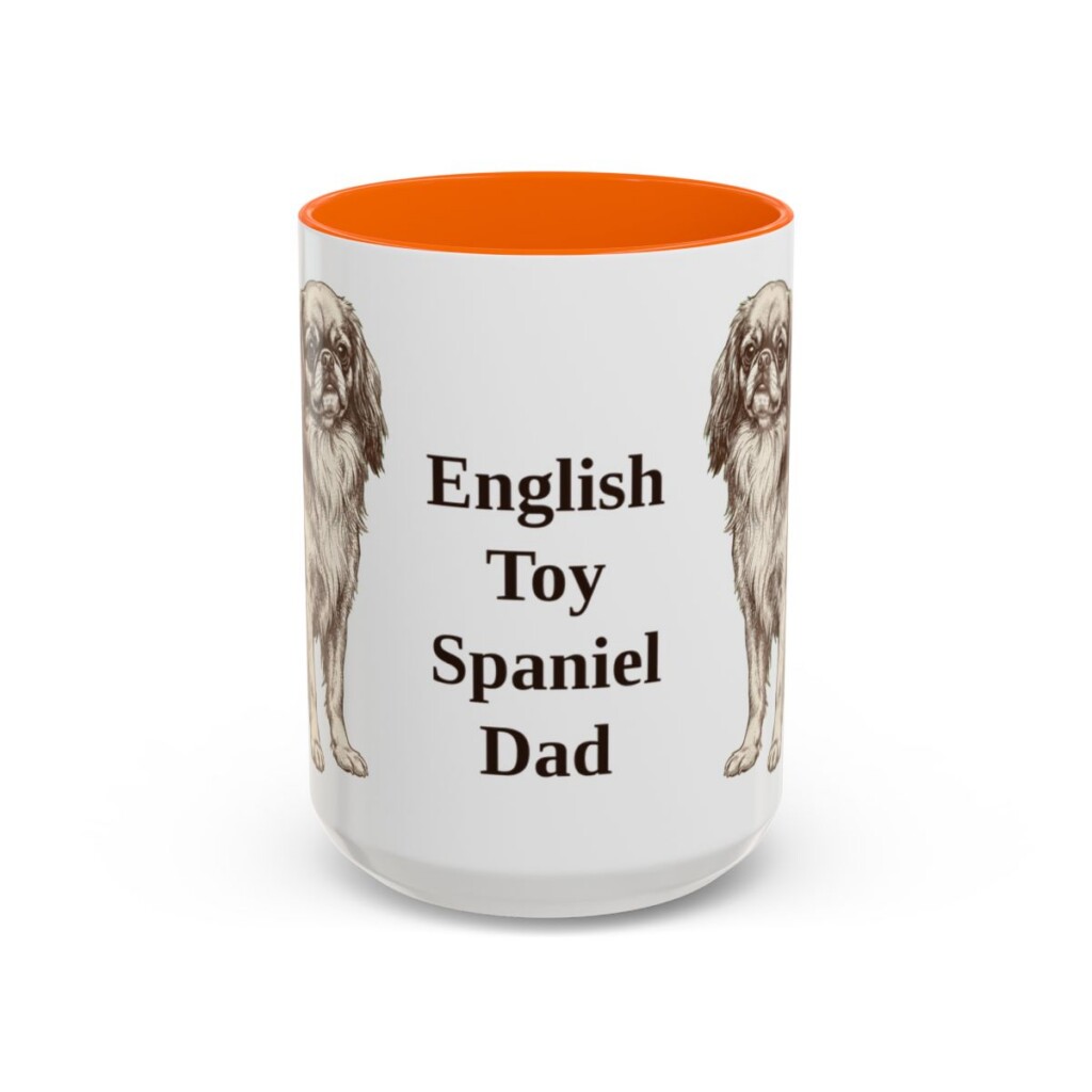 15oz English Toy Spaniel Dog Dad Mug, Orange, front view