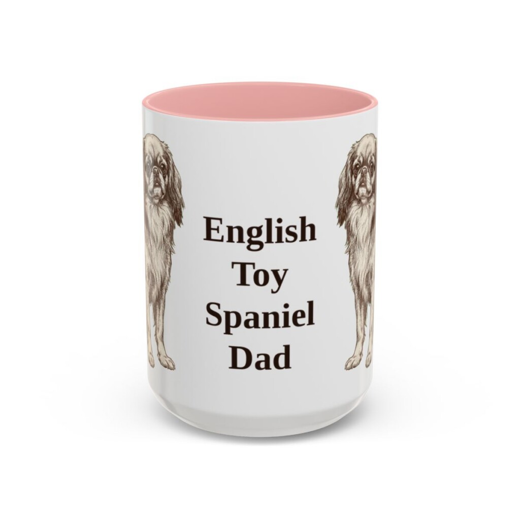 15oz English Toy Spaniel Dog Dad Mug, Pink, front view