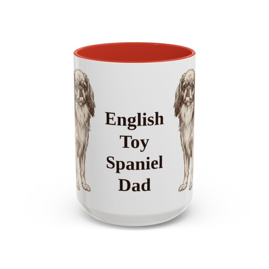 15oz English Toy Spaniel Dog Dad Mug, Red, front view