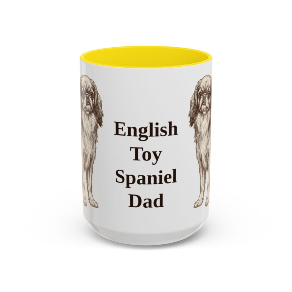 15oz English Toy Spaniel Dog Dad Mug, Yellow, front view