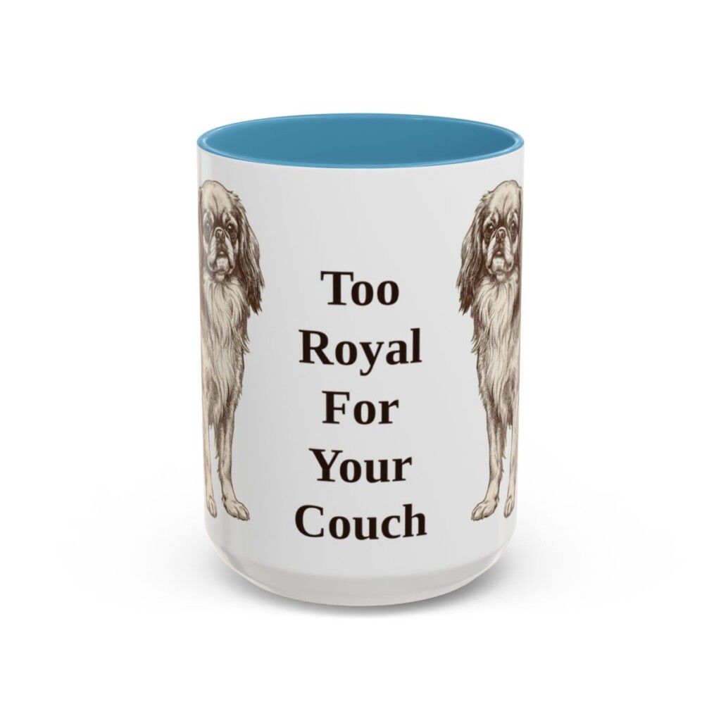15oz Funny English Toy Spaniel Mug, Light Blue, front view